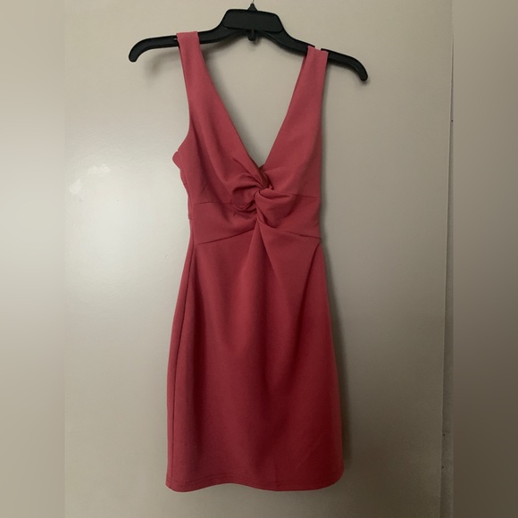 NWT Lulus Must Be A Twist of Fate Rusty Rose Bodycon Mini Dress - Picture 3 of 4